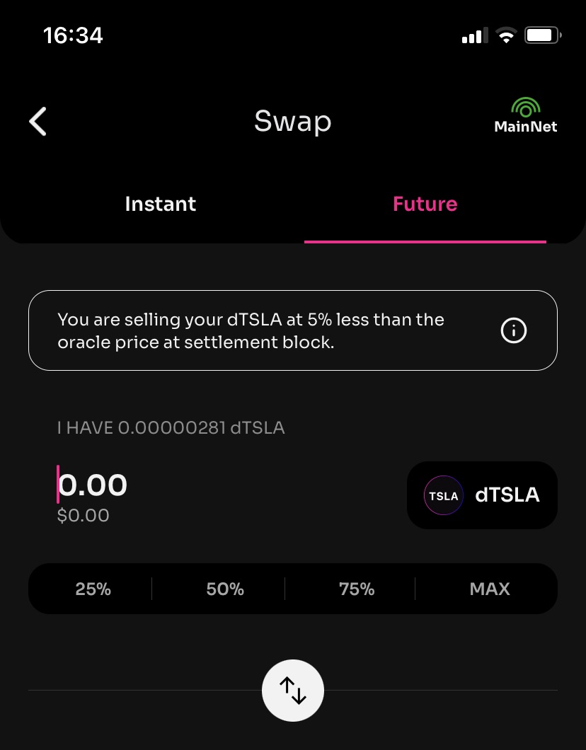 Future swap in light wallet