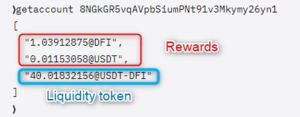 Address holding liquidity token and accumulated rewards