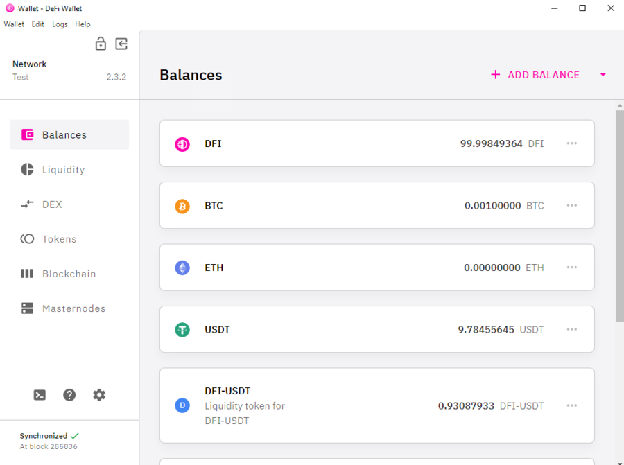 DeFi Wallet with Coin and Tokens