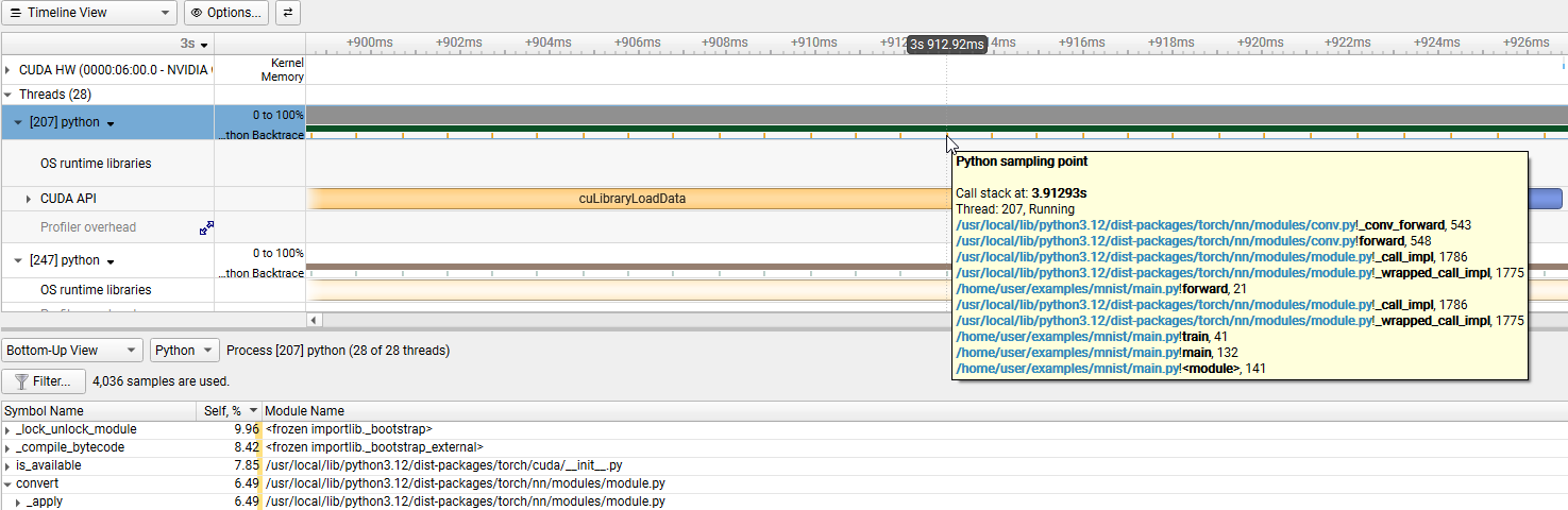 Python Backtrace sampling